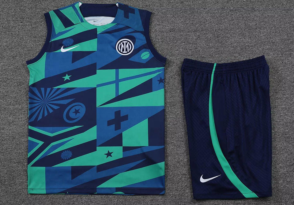 Inter Milan Green Short Training Set No Sleeves 22/23