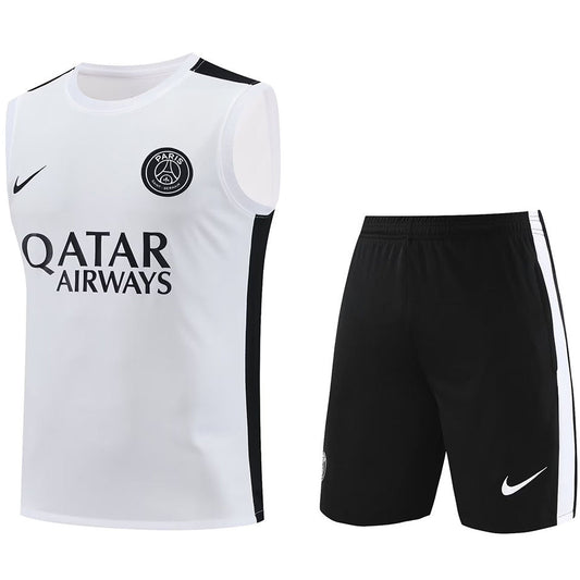 PSG White Short Training Set No Sleeves 23/24