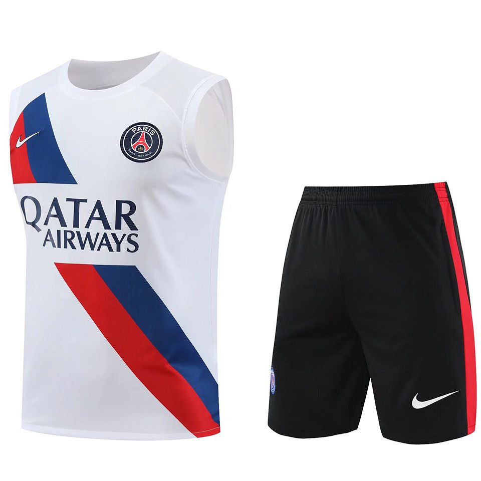 PSG White Short Training Set No Sleeves 23/24