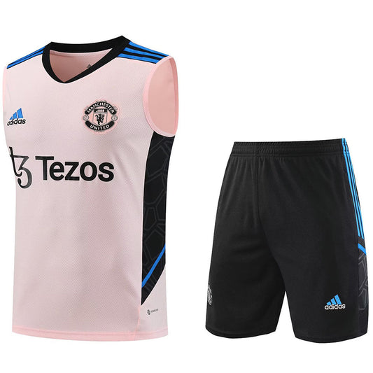 Man Utd Pink Short Training Set No Sleeves 23/24