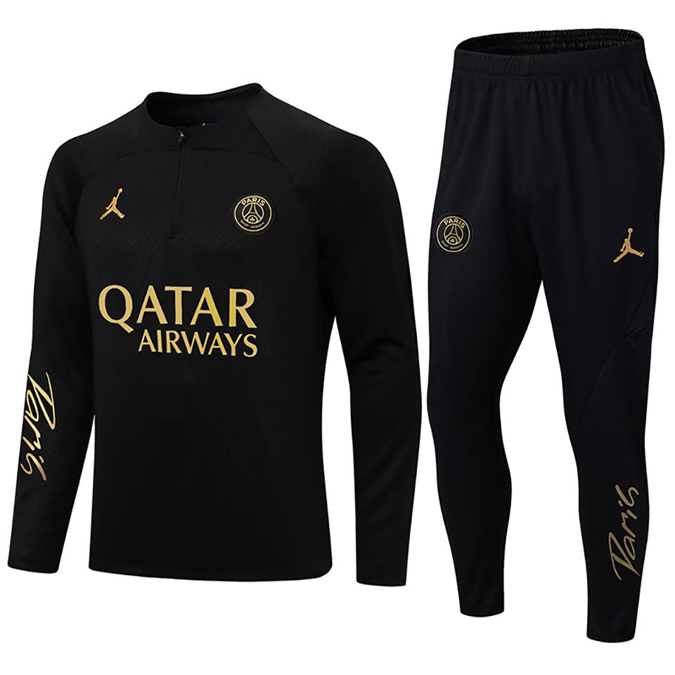 PSG Black Jordan Halfzip Tracksuit 22/23