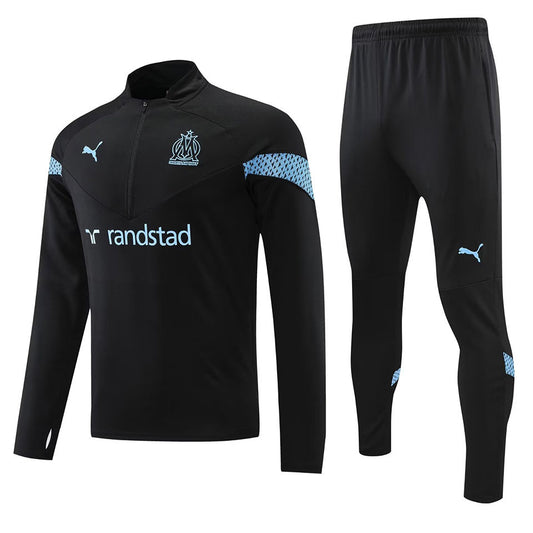 Marseille Black Halfzip Tracksuit 22/23