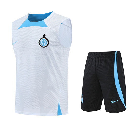 Inter Milan White/Grey Short Training Set No Sleeves 22/23