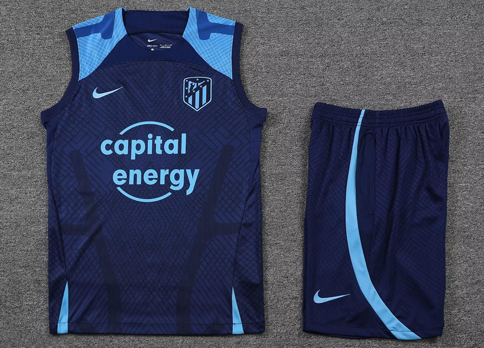 Atletico Madrid Navy Blue Short Training Set No Sleeve 22/23