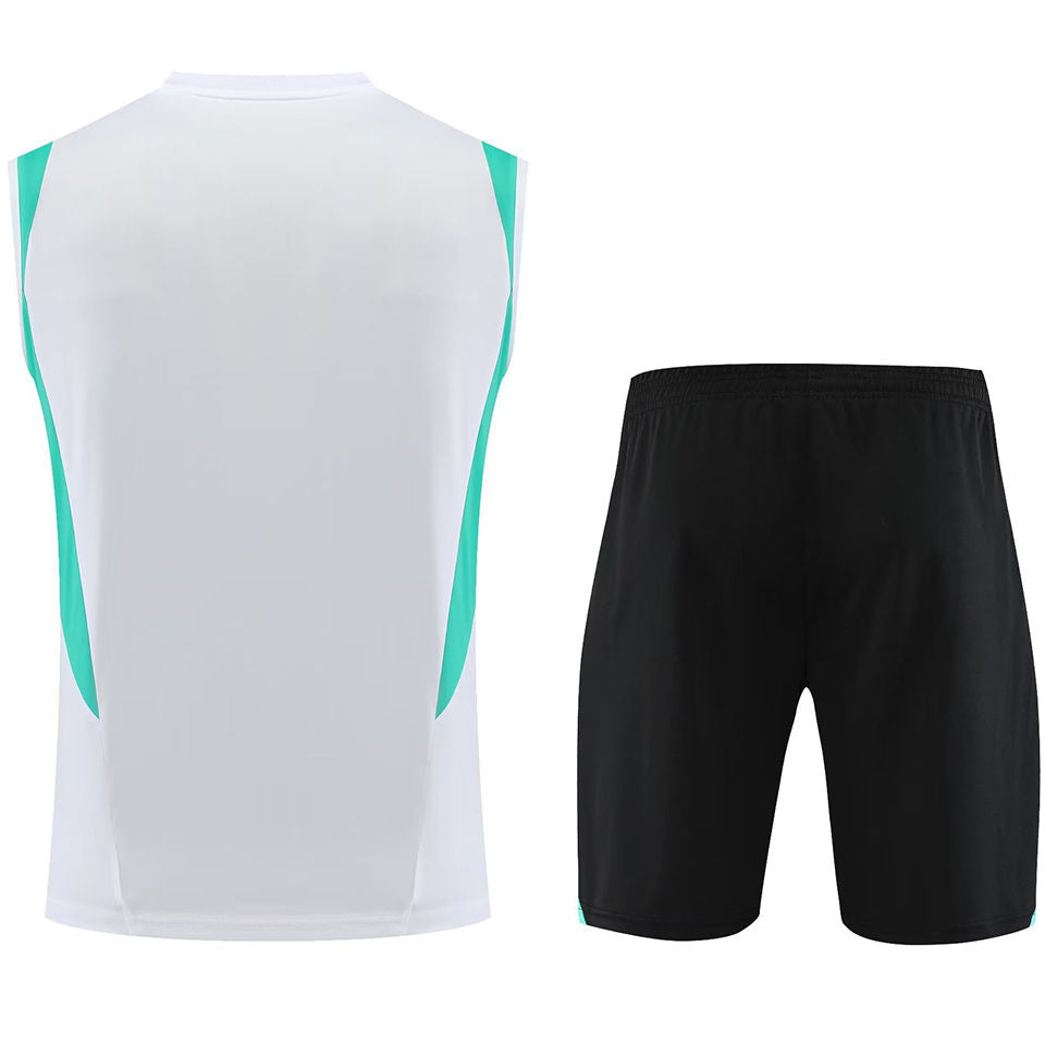 Man Utd White Short Training Set No Sleeves 23/24