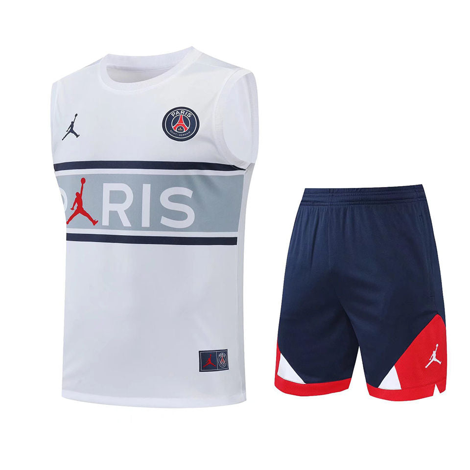 PSG White Short Training Set No Sleeves 22/23