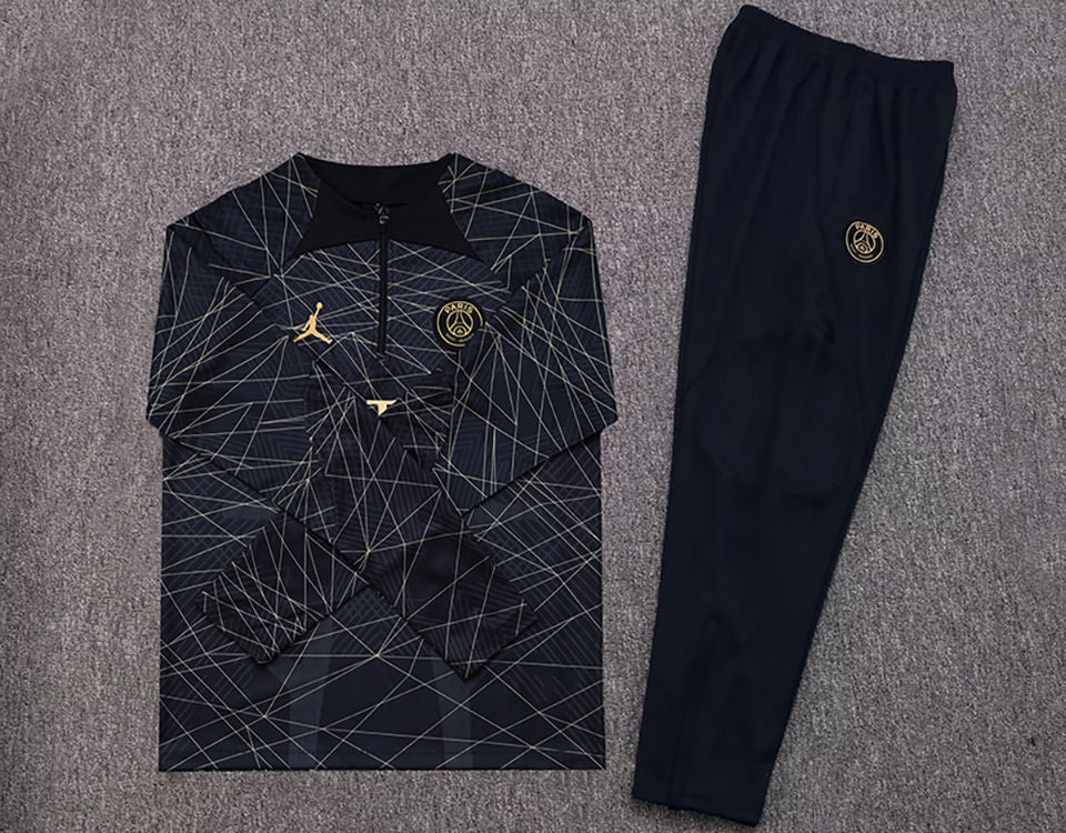 PSG Black/Gold Halfzip Tracksuit 23/24