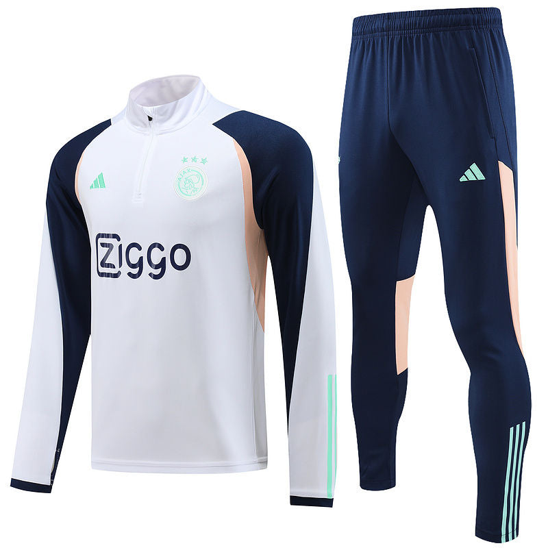 Ajax White Halfzip Tracksuit 23/24