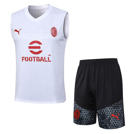 Ac Milan White Short Training Set No Sleeves 23/24