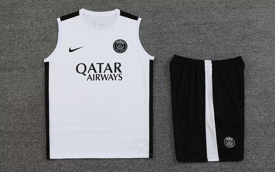 PSG White Short Training Set No Sleeves 23/24