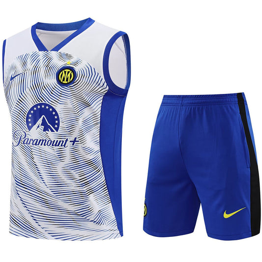 Inter Milan White Paramount + Short Training Set No Sleeves 24/25