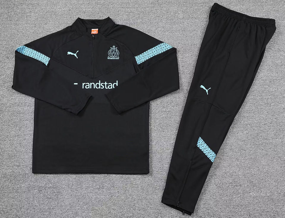 Marseille Black Halfzip Tracksuit 22/23