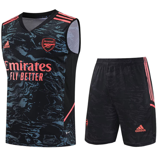 Arsenal Black/Red Short Training Set No Sleeves 22/23