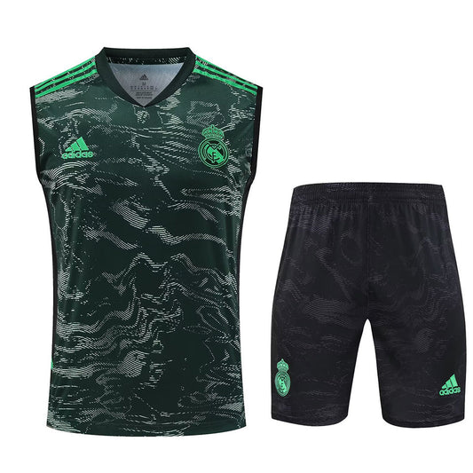 Real Madrid Military Green Short Training Set No Sleeves 23/24