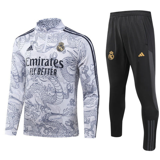 Real Madrid White Halfzip Tracksuit 23/24