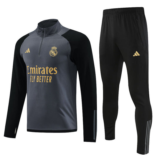 Real Madrid Black Halfzip Tracksuit 23/24