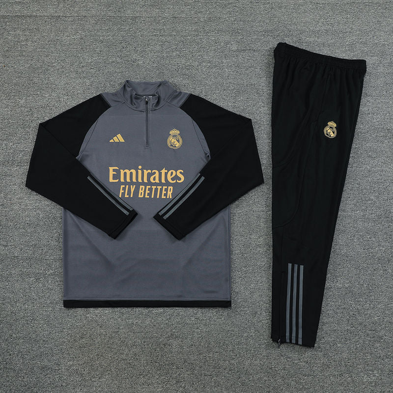 Real Madrid Black Halfzip Tracksuit 23/24