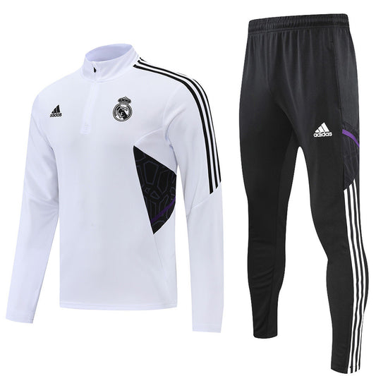 Real Madrid White Halfzip Tracksuit 22/23